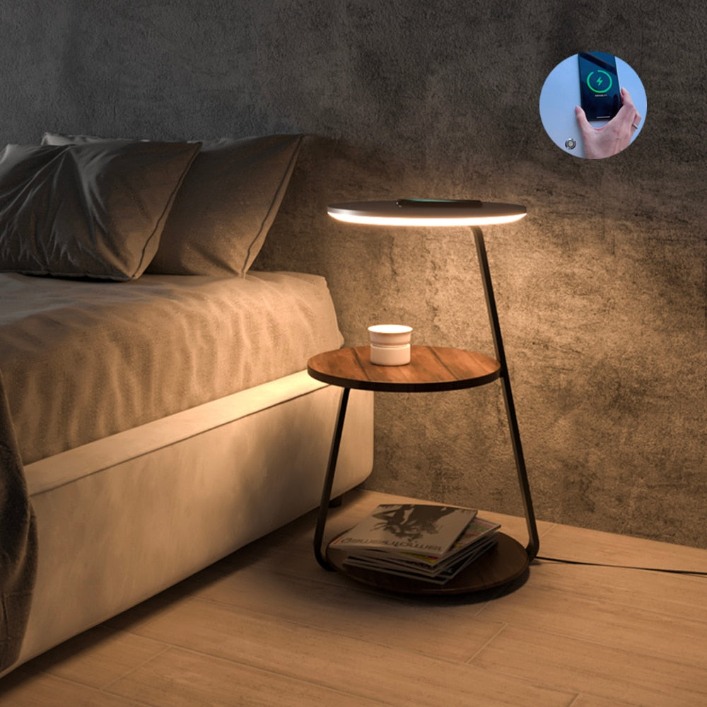 Wireless Charging Wooden Soft Glow Lamp Desk - UTILITY5STORE
