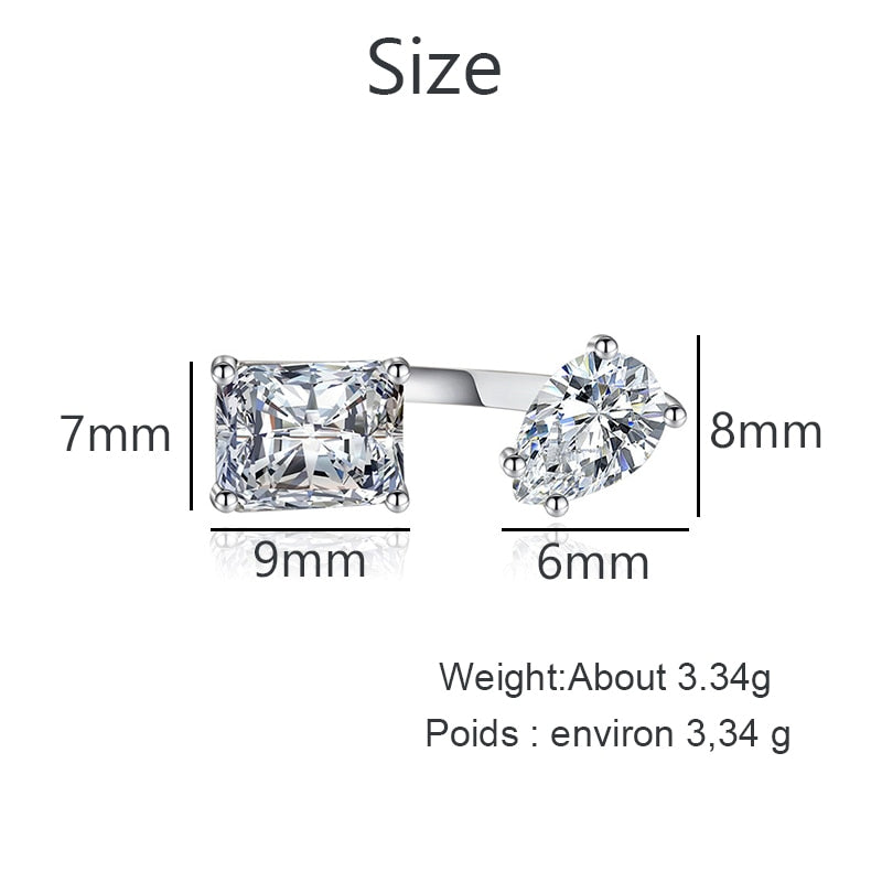 Water Drop Zircon Chic Adjustable Ring