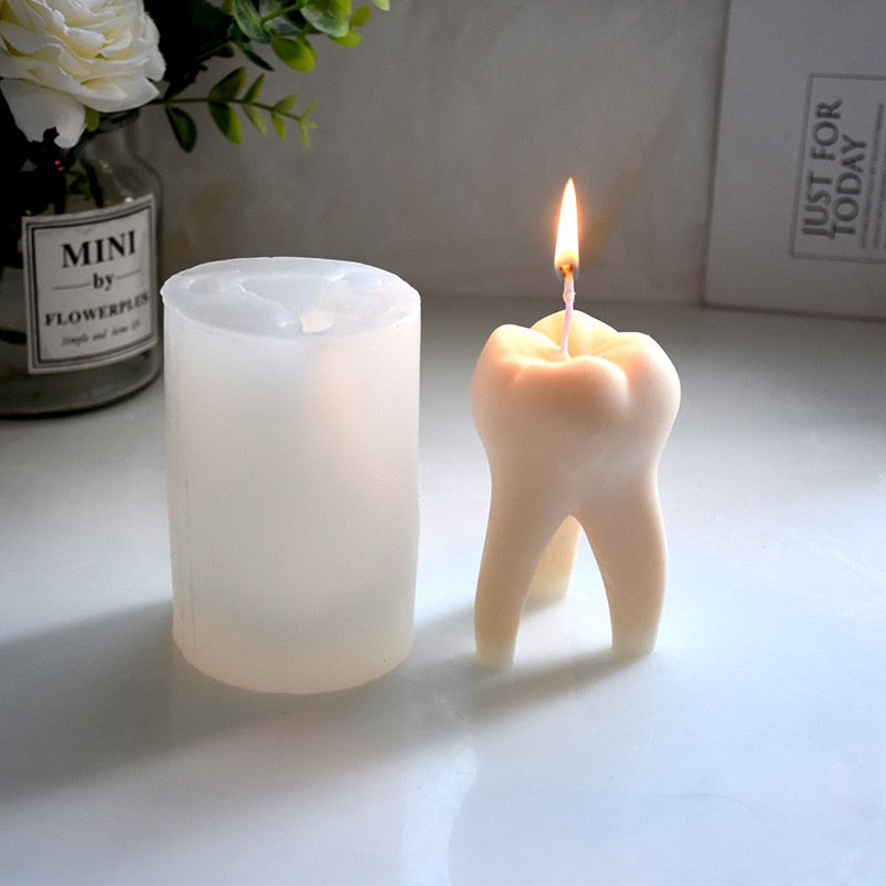 Artistic DIY Tooth Shape Unique Candle Mold