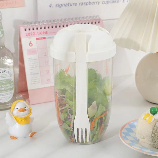 Portable Built-in Fork Mini Salad Cup