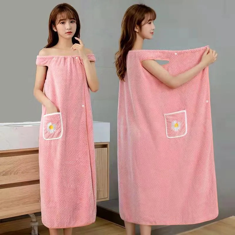 Quick Absorb Velvet Luxury Cute Wearable Bathrobe