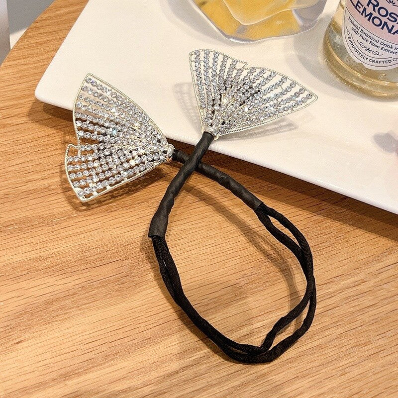 Korean Style Bow Hair Rhinestone Band - UTILITY5STORE