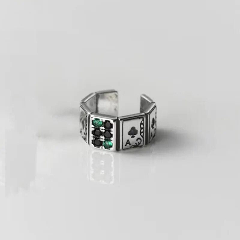 Adjustable Playing Cards Open Cuff Rings