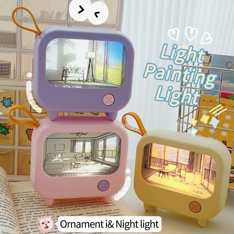 Mini Art TV Painting Decor Night Lamp