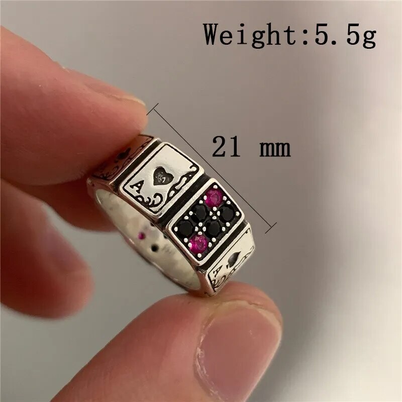 Adjustable Playing Cards Open Cuff Rings