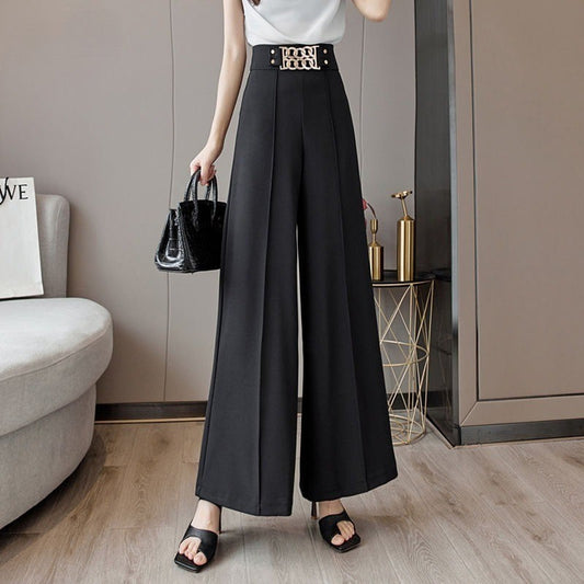 Stylish Steel-Infused High-Waisted Women's Trousers