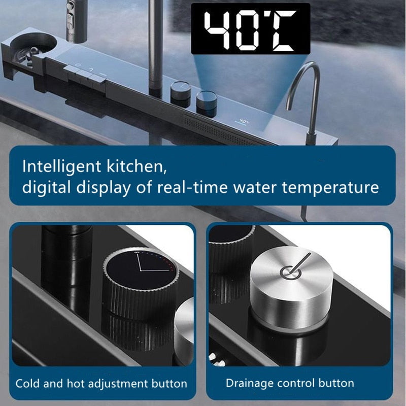Honeycomb Digital Display Cup Rinser Prime Flow Waterfall Sink