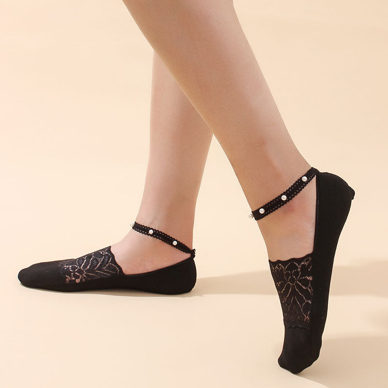 Pearl Lace Anti-slip Comfy Invisible Socks - UTILITY5STORE