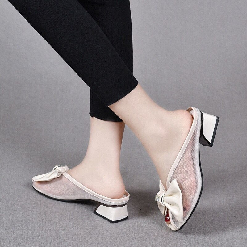 Comfy Walk Bowtie Small Sandal Heels