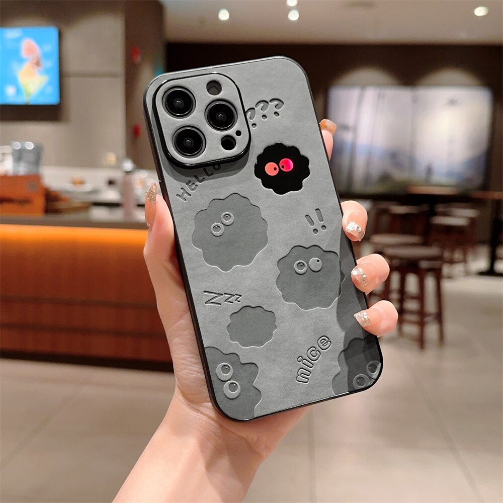 Cute Monster Shockproof Leather iPhone Case