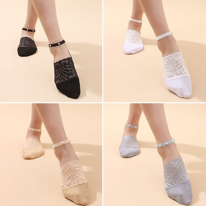 Pearl Lace Anti-slip Comfy Invisible Socks - UTILITY5STORE