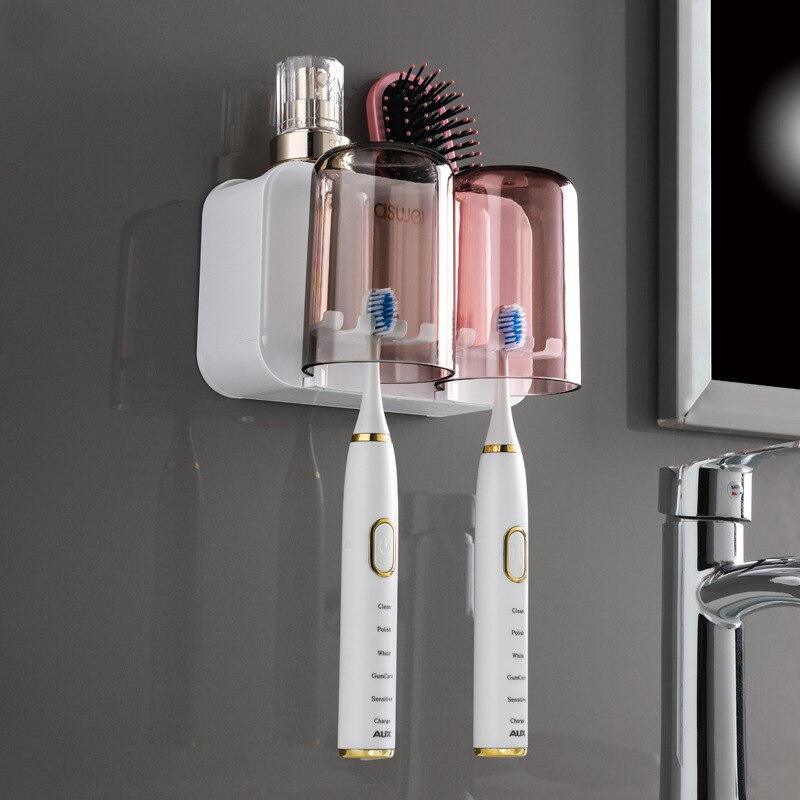 Wall-Hanging Mouthwash Cup Toothbrush Holder