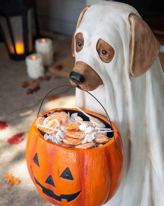 Pumpkin Puppy Resin Garden Decor