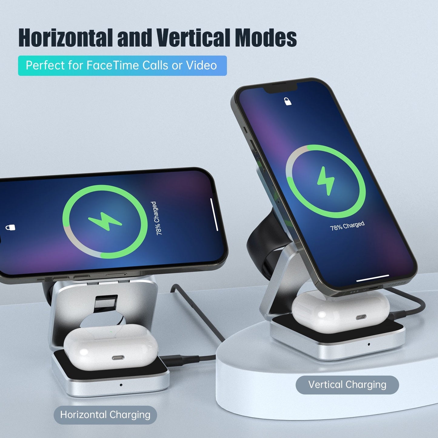 3in1 Magnetic Foldable Wireless Charger Stand Dock - UTILITY5STORE