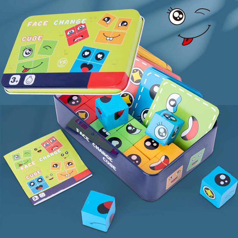 Expressive Face Montessori Cube Game