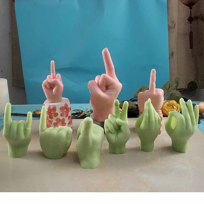 Middle Finger Hand Gestures Artsy Candle DIY Molds