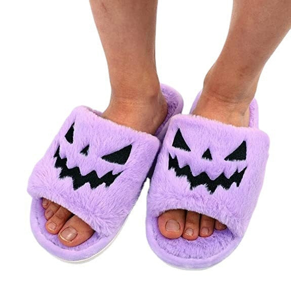 Soft Scary Pumpkin Slippers