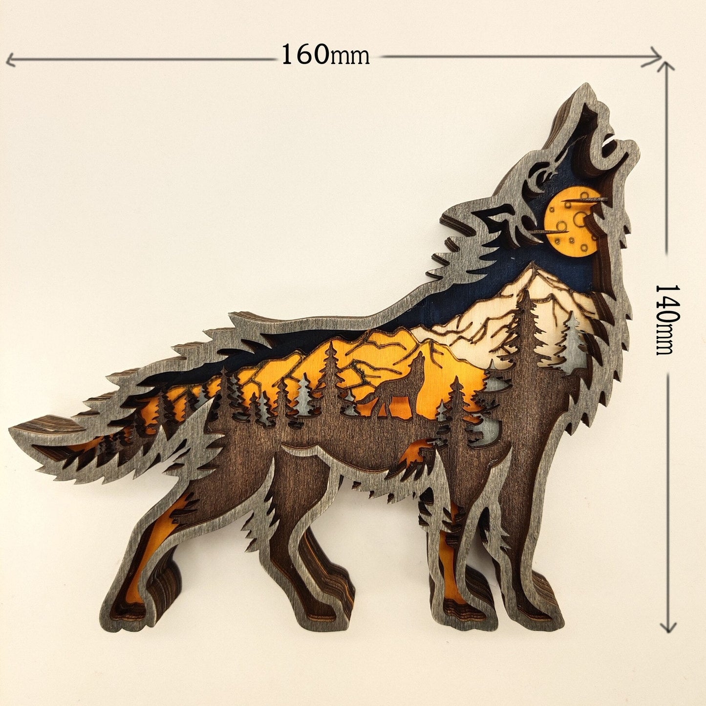 Nightglow Wooden Craft Wolf Decor