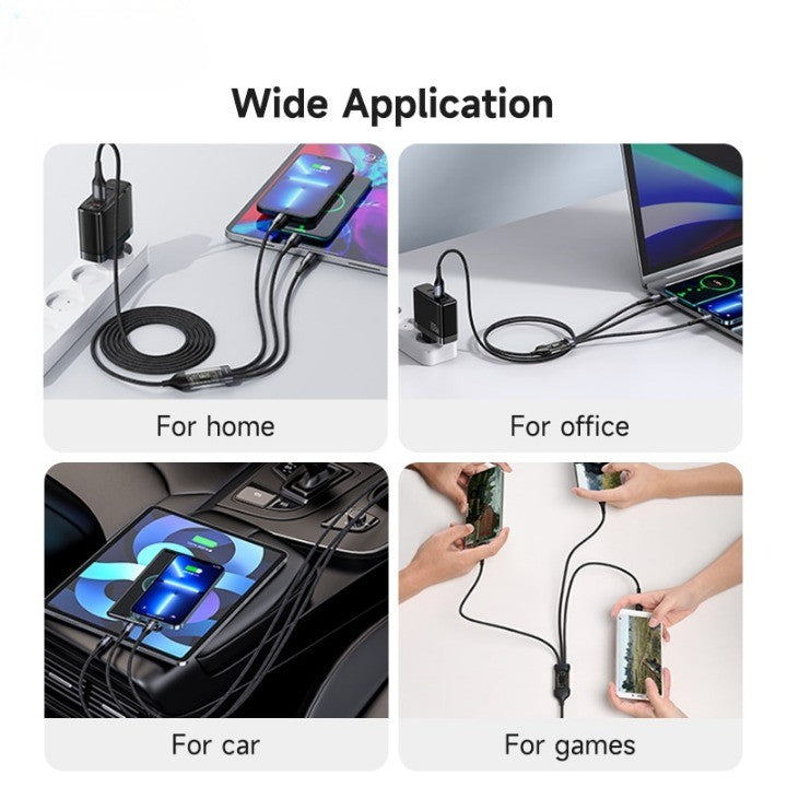 3in1 Digital Display Quick Charging Universal Charging Cable - UTILITY5STORE