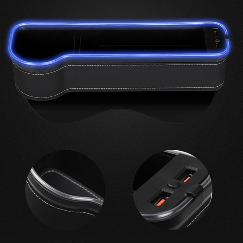 USB Charging LED Car Seat Gap Organizer