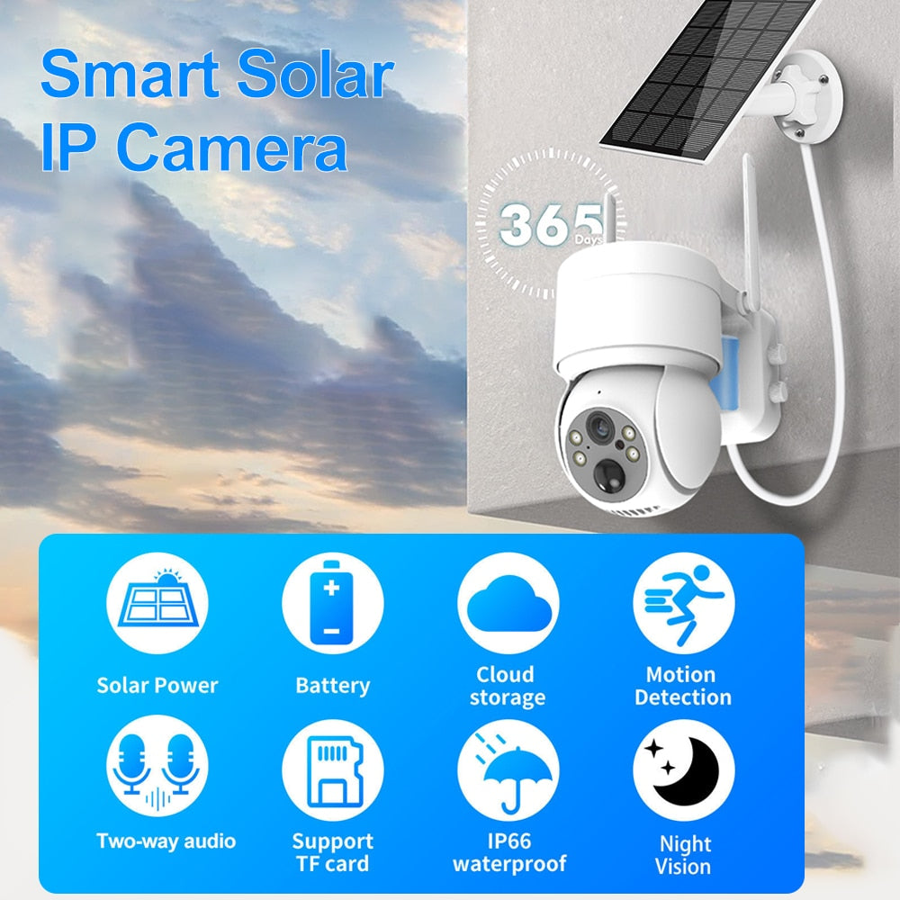 Outdoor WiFi Solar-Powered Security IP Camera - UTILITY5STORE