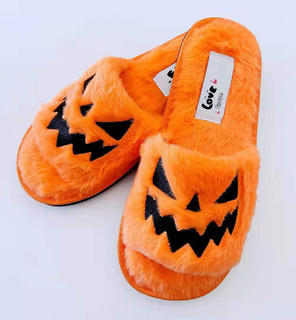 Soft Scary Pumpkin Slippers