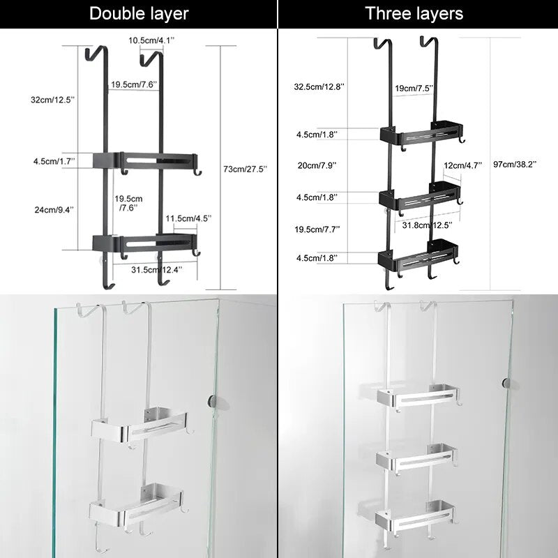 Sleek Shower Nail-Free Dual Layer Organizer Rack