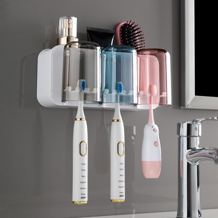 Wall-Hanging Mouthwash Cup Toothbrush Holder