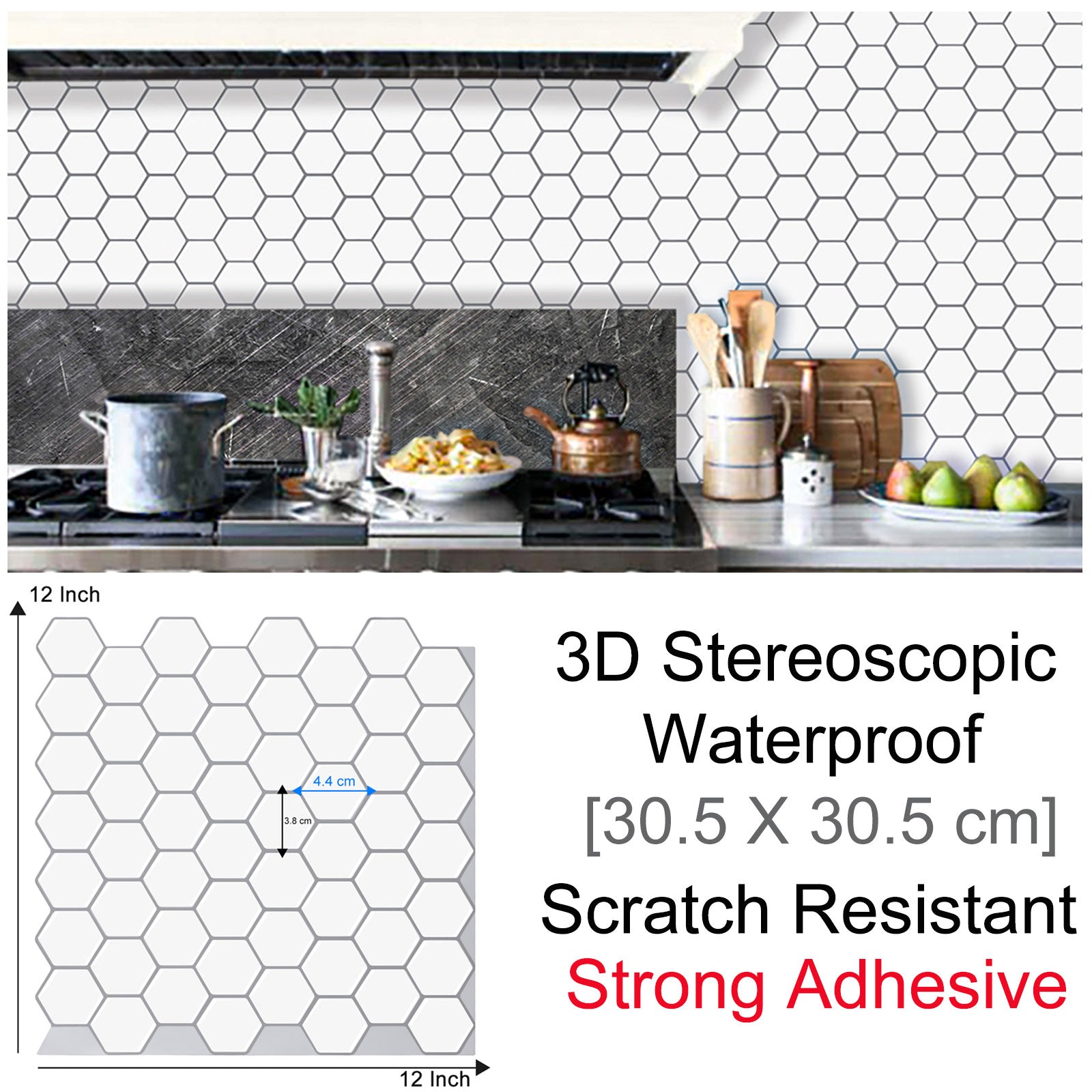 3D Self-Adhesive Hexagonal Wall Stickers - UTILITY5STORE