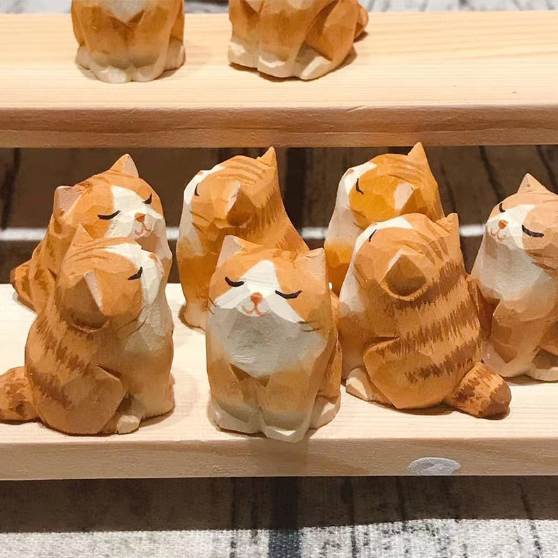 Handmade Wooden Cute Pet Figurines