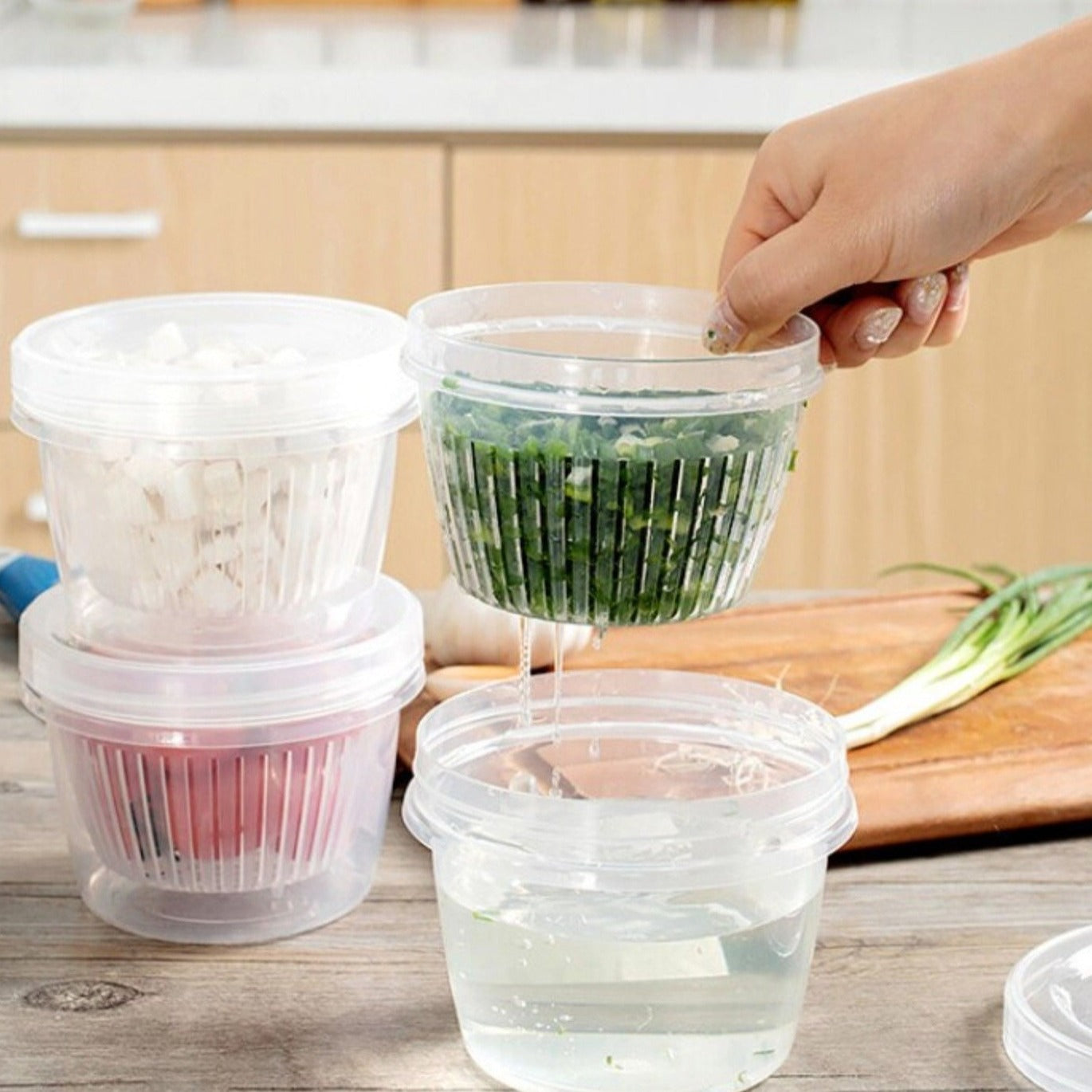 Vegetable Fresh-Keeping Drainer Mini Container