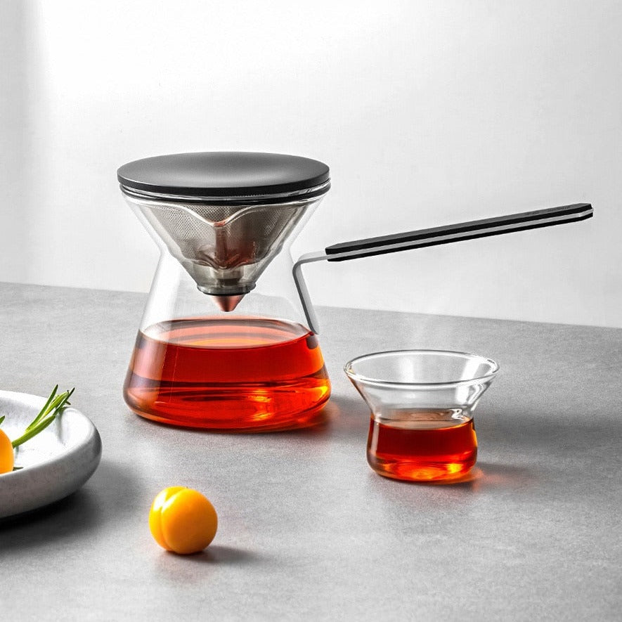One-Button Brew Magnetic Glass Tea Pot