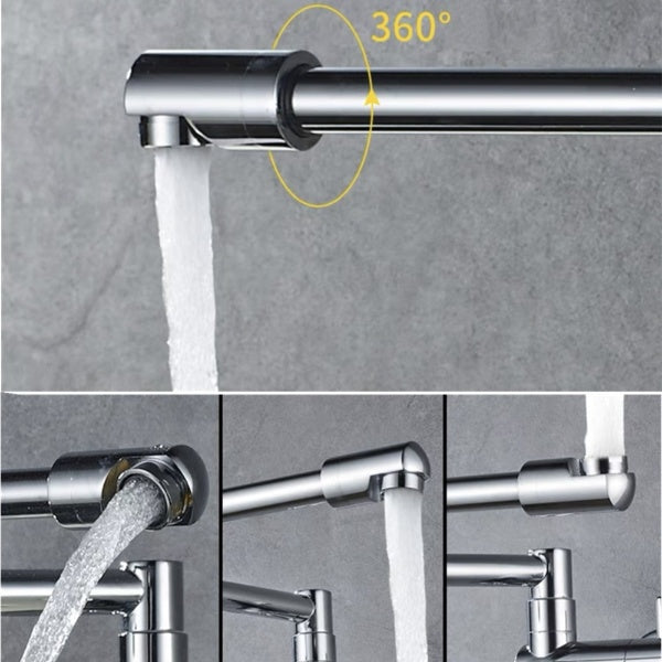 Wall-Mounted Folding Chrome Pot Filler Faucet