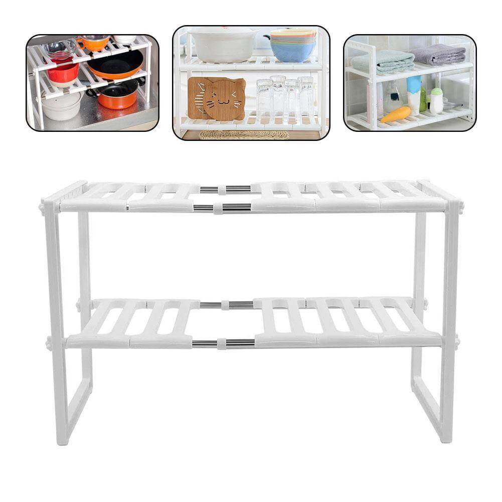 Adjustable Double Layer Kitchen Dish Storage Rack