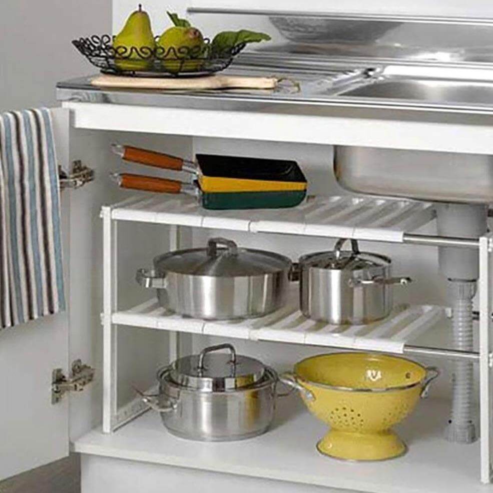 Adjustable Double Layer Kitchen Dish Storage Rack