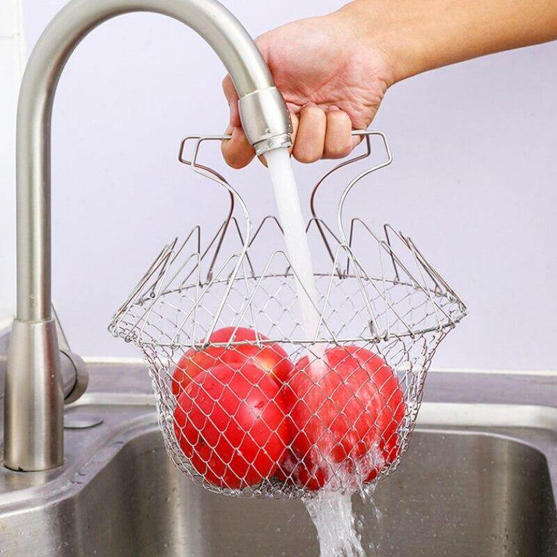 Multifunctional Stainless Steel Folding Deep Fry Drainer Basket