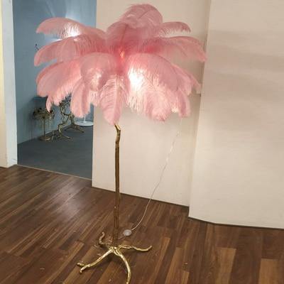 Icelandic Ostrich Feather Tree Lamp