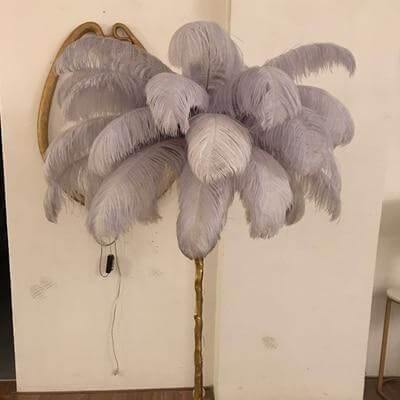 Icelandic Ostrich Feather Tree Lamp