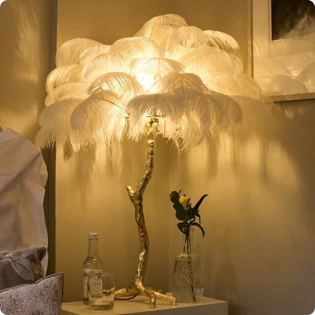 Icelandic Ostrich Feather Tree Lamp