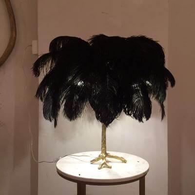 Icelandic Ostrich Feather Tree Lamp