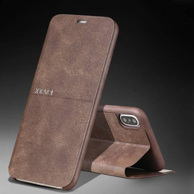 Ultra Thin Leather Flip Case For iPhone