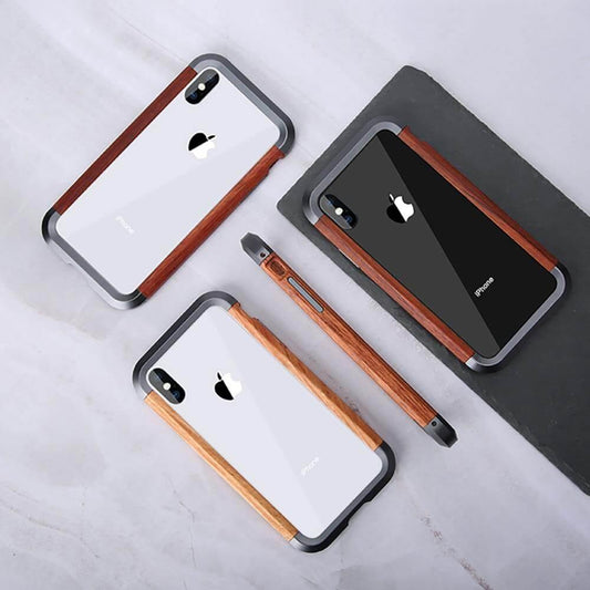 Real Wood Aluminum Metal Bumper Case For iPhone