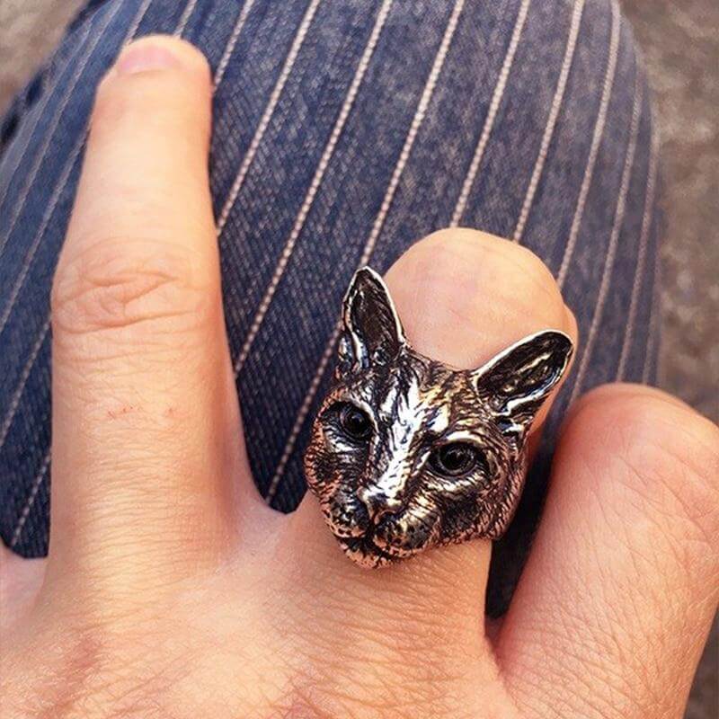 Cute Big Cat Head Ring