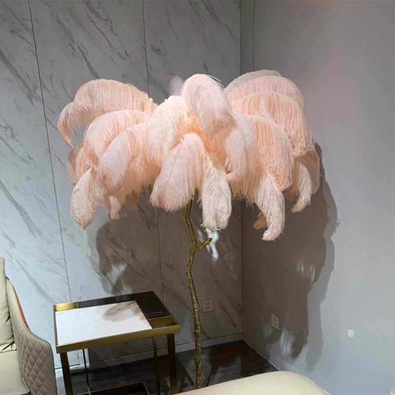 Icelandic Ostrich Feather Tree Lamp