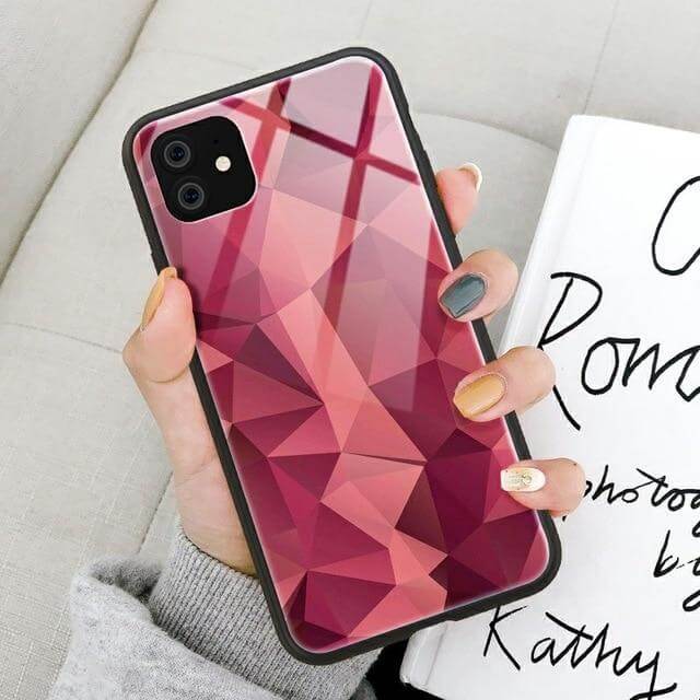 Tempered Glass Colorful Geometric iPhone Cases