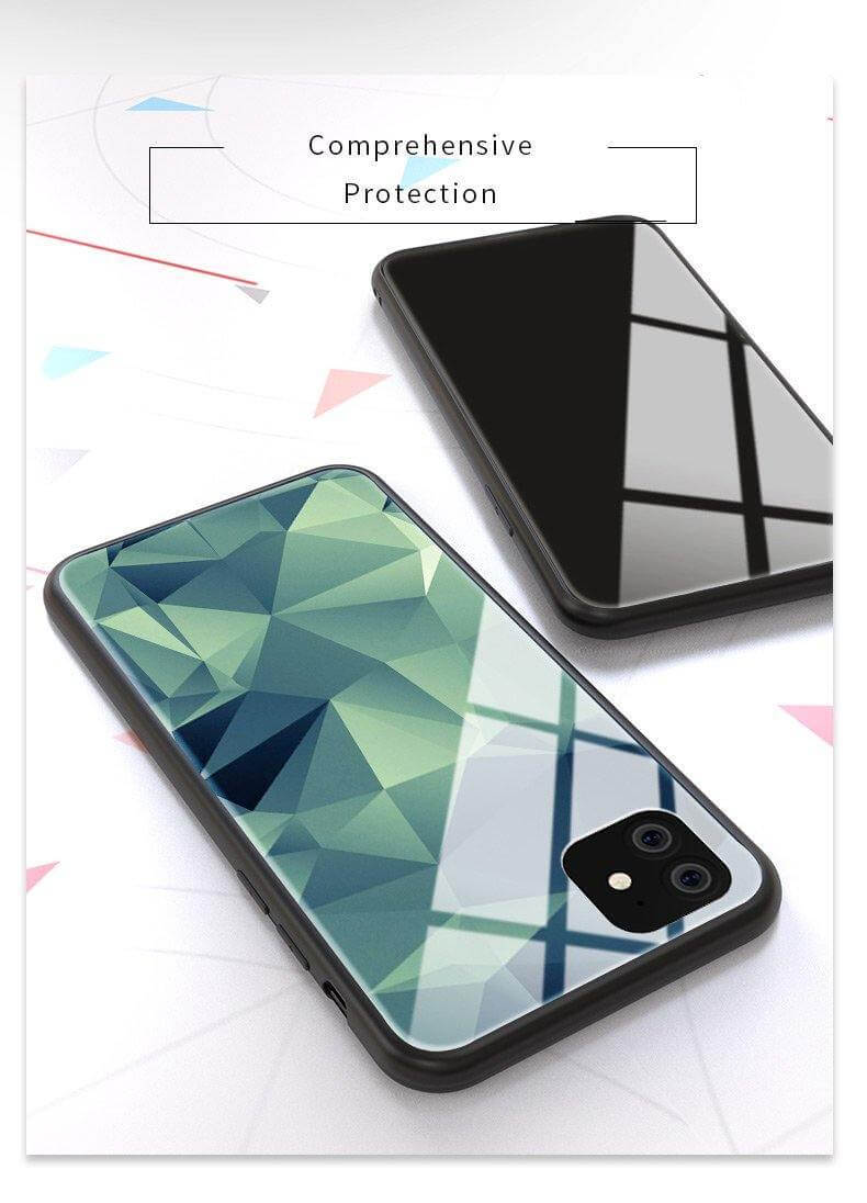 Tempered Glass Colorful Geometric iPhone Cases