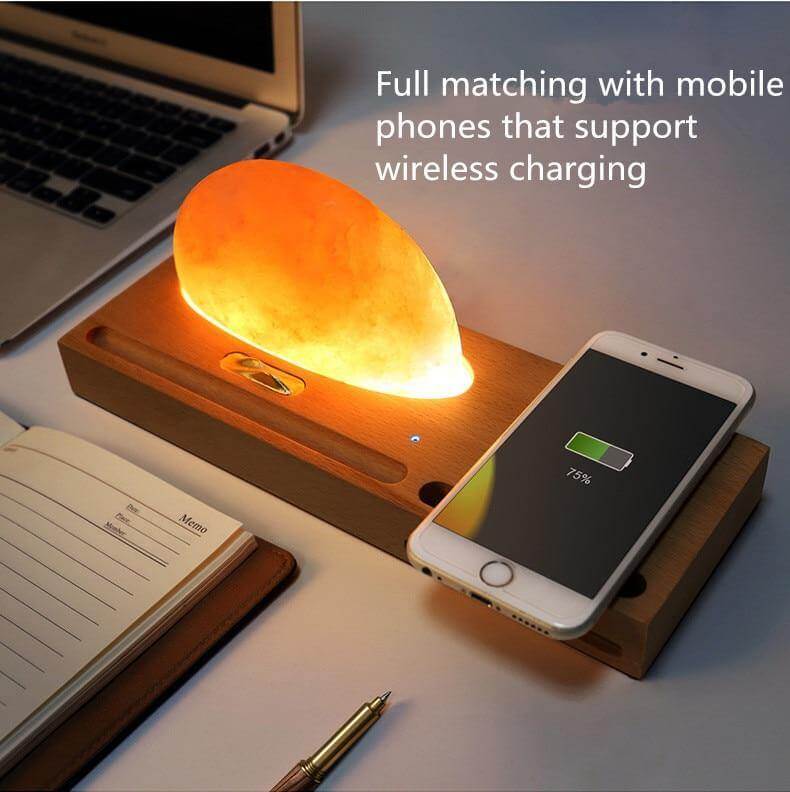 Sunrise Scene Himalayan Salt Led Lamp with Wireless Charger