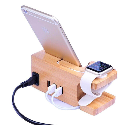 Bamboo Wood Charger Station for Apple Products