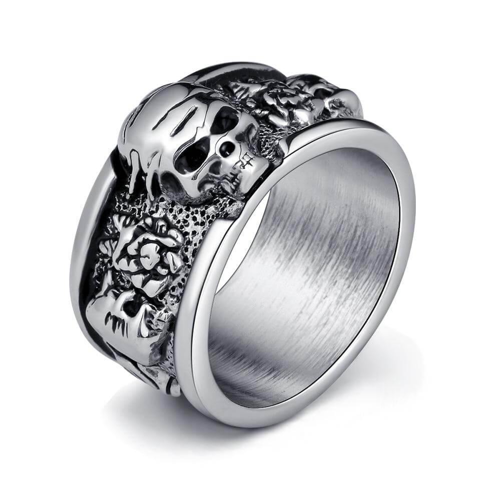 Silver Gothic Skull Unisex Rings
