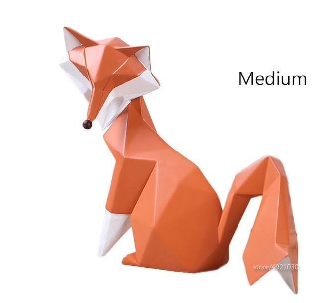 Nordic Geometric Abstract Fox Figurines